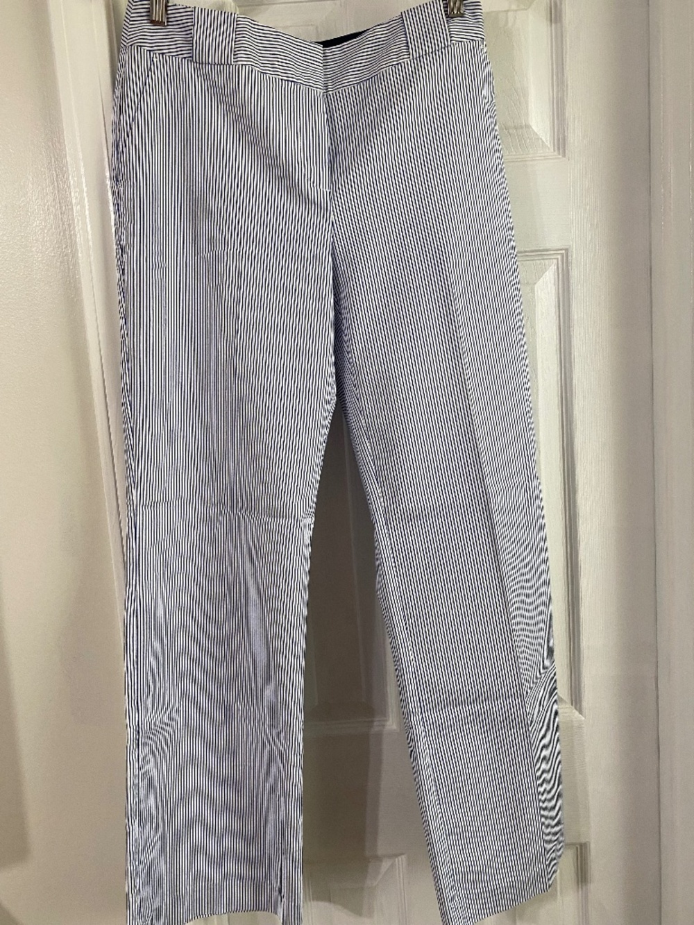 Attention Women’s Stripped White Blue Stripped Straight Dress Pants Size 6